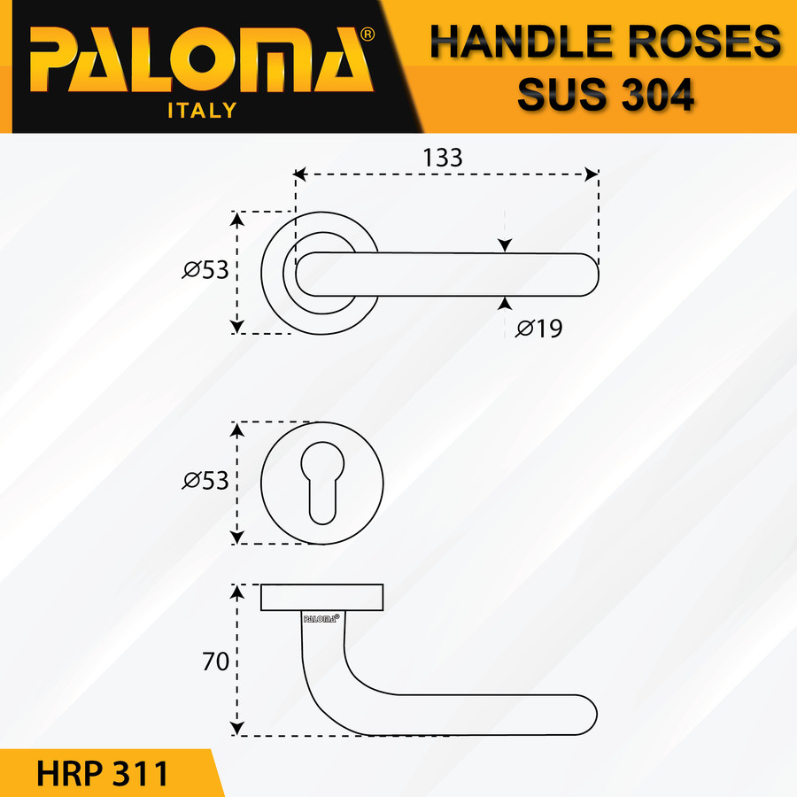 Handle pintu roses HRP 311 PALOMA LHT VARANE STAINLESS STEEL