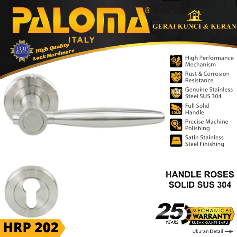 Handle Pintu Roses PALOMA HRP 202 LHS CANA STAINLESS STEEL