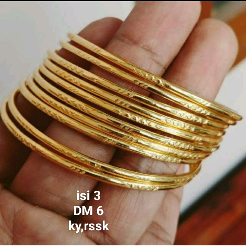 Gelang keroncong lapis emas 24k /replika, tahan lama,awet,persis seperti asli,tahan,cantik