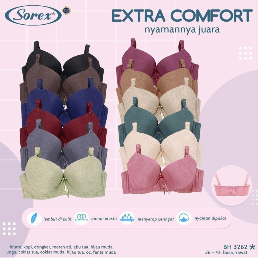 Sorex Bra 3262 Busa Sedang, Berkawat Kait 3 Extra Comfort