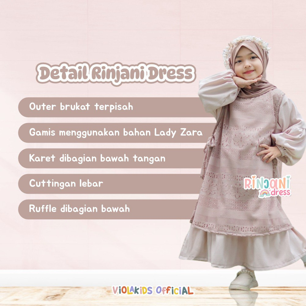 Afsheenastore Gamis Anak Rinjani Dress Gamis Vest Viola Kids