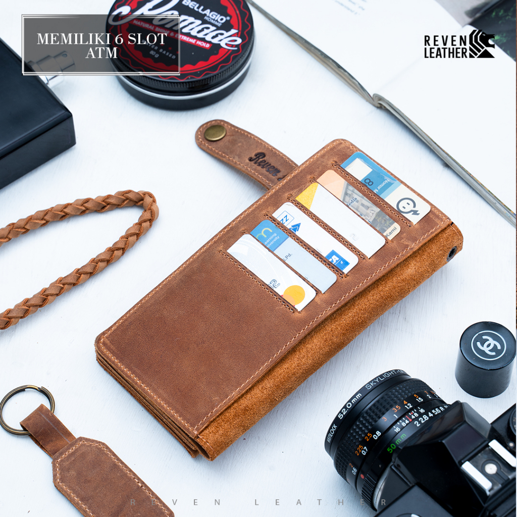 Dompet Panjang Kulit Pria Branded Reven Vintage Leather Wallet Bahan 100% Kulit Sapi Asli Original Premium Cowok KerenTerbaru