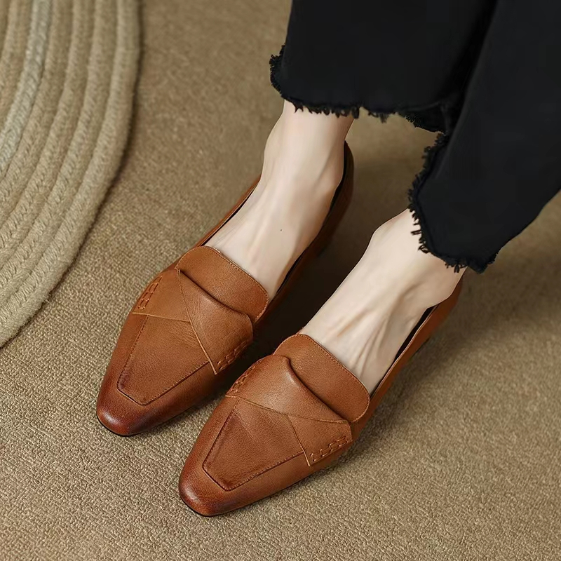 Pointed Toe Formal Leather Flat Shoes / Sepatu Flat Wanita 5374 (35-40)