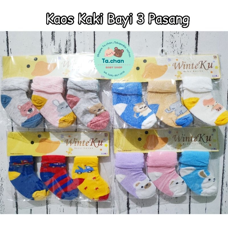 Kaos kaki bayi 3 pasang Winteku / kaos kaki bayi / baby shock / kaos kaki bayi murah / kado bayi