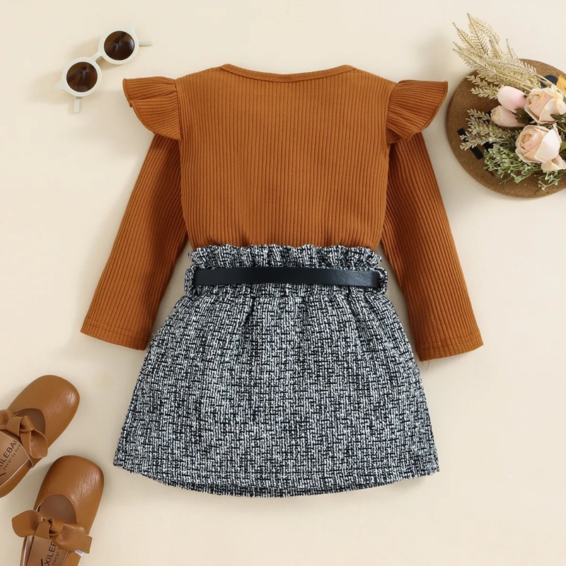 Mamimau Dress Anak Korean Style Bahan Katun Import Premium FREE BELT Baju Setelan Anak Perempuan Lucu Dress Anak Import Dress Korea Anak Murah