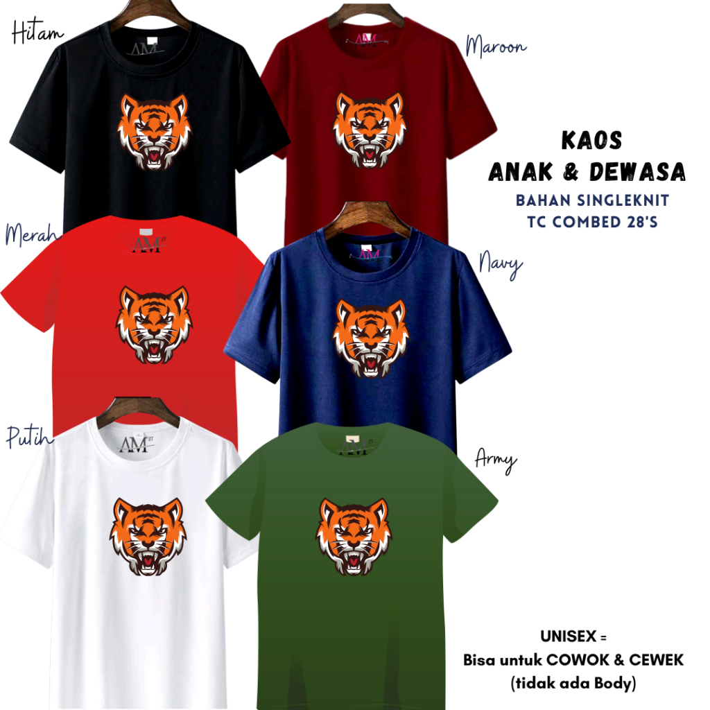 Baju Kaos Anak Cowok 3-12 tahun - Remaja- Dewasa S- 7XL-XXXL Jumbo HARIMAU