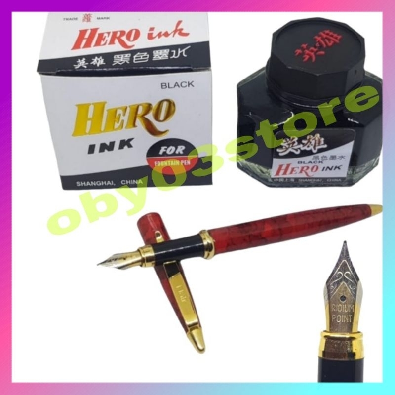 

PAKET SPESIAL FOUNTAIN PEN (R6k) KERAMIK + FREE BOX + TINTA HERO 50ML. Nib Gold 0,3mm .Pulpen Tinta Cartridge Refil Isi Ulang.