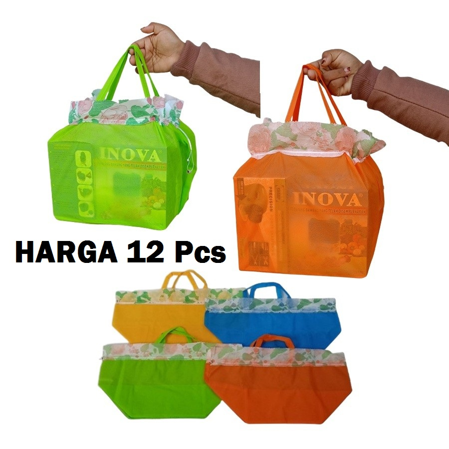 Tas Hajatan Serut 12 Pcs 22 Cm Motif Warna Bunga Goodie Bag Serut Polos Bunga