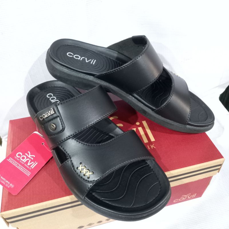 sandal casual pria Carvil marcus 03 original hitam