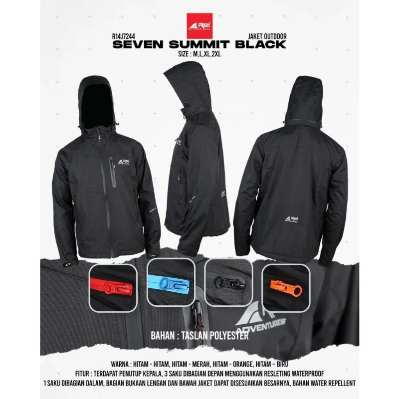 Jaket Gunung Pria Rei SEVEN SUMMIT BLK Arei OutdoorGear - Jaket Mendaki Pria Rei SEVEN SUMMIT Black 