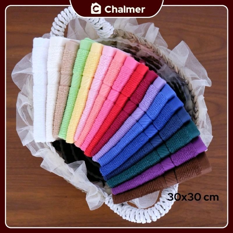 Saputangan Handuk CHALMER Sapu Tangan uk 30x30 cm Warna Putih Coklat Biru Hijau Merah Maroon Handuk Muka Hotel Face Towel Hand Towel