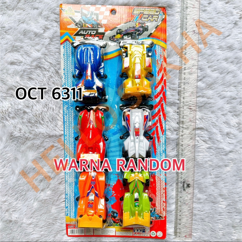MAINAN OCT 6311 SPEED CAR AUTO RACE MOBIL MOBILAN TAMIYA KECIL ISI 6 PCS BALAPAN WARNA WARNI BAGUS M