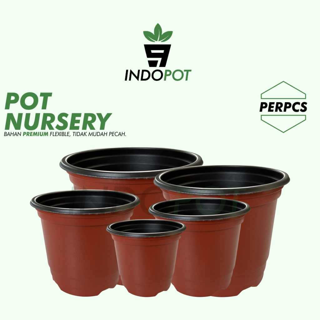 Pot Nursery Elastis Warna Merah Bata Dan Hitam Pot unik Pot Import