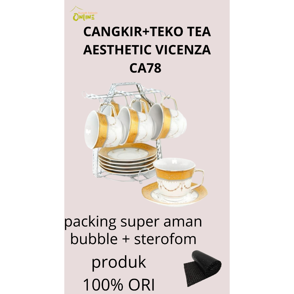 CANGKIR+TEKO TEA AESTHETIC VICENZA CA78 (TEA SET &amp; 15 PCS CA78 MAWAR VICENZA) NEW!!