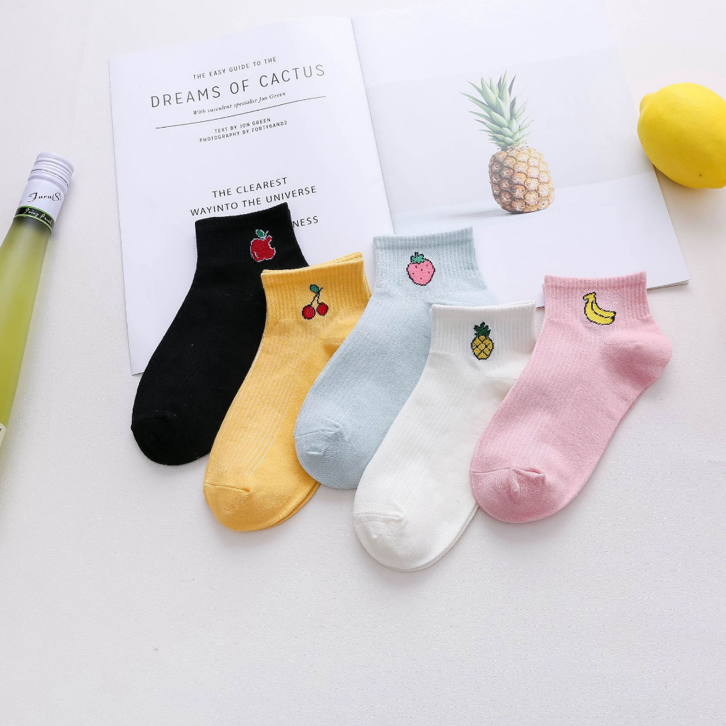 COD Kaos Kaki Motif Buah Kaoskaki Cute Socks ankle Fruit Fashion Korea Import 420