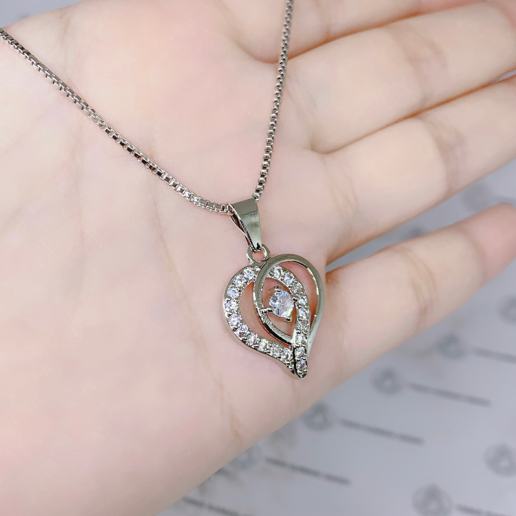 Kalung Xuping Silver Perhiasan Fashion Wanita liontin Permata Bulat *54