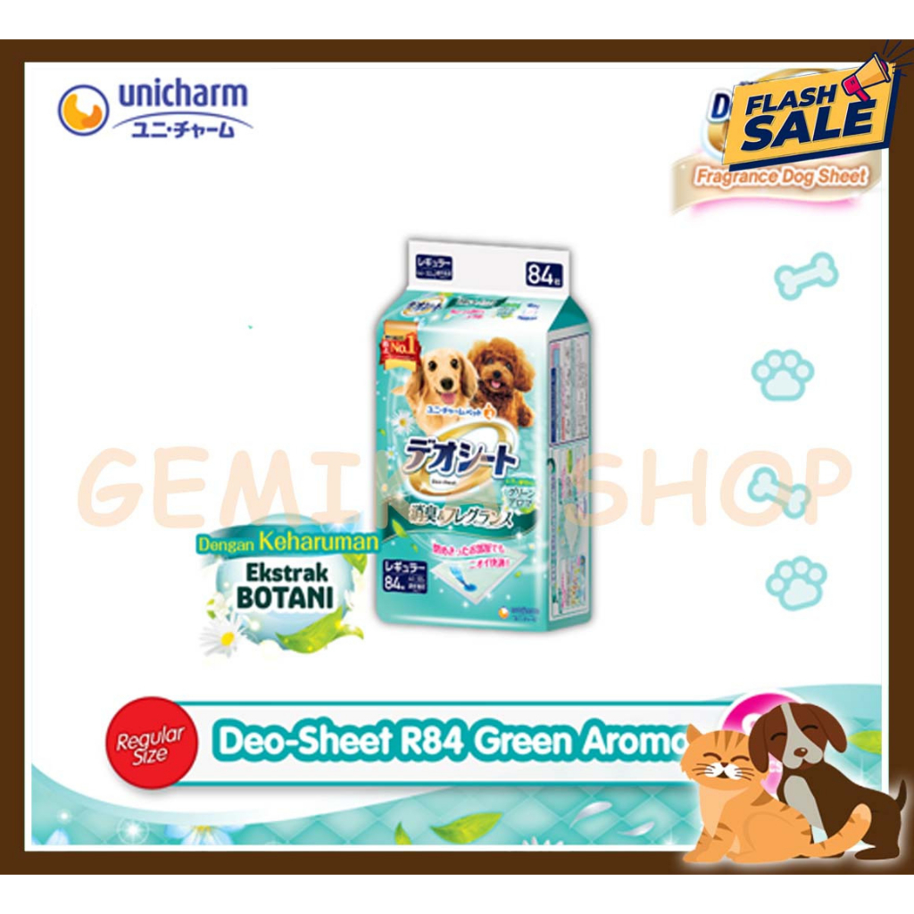 DEO SHEET UNICHARM SMALL DOG ALAS ANJING ( AROMA FLORAL / GREEN )6PCS