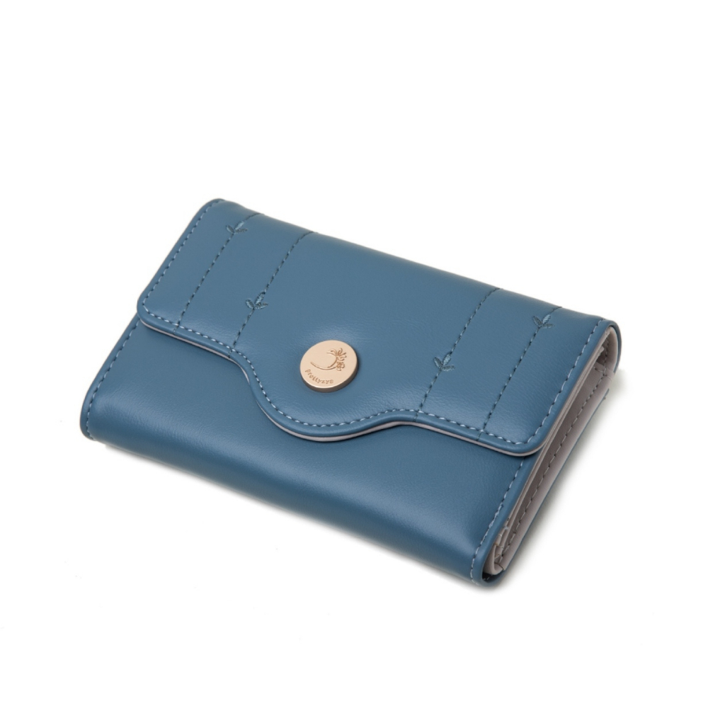 DOMPET LIPAT WANITA PRETTYZYS ORIGINAL REMAJA KEKINIAN LUCU KOREA IMPORT KULIT BIRU MINI BRANDED BATAM PREMIUM MEYIER WA675B2 SLOT KARTU UANG KOIN PENDEK CEWEK KECIL SIMPLE TERBARU MURAH