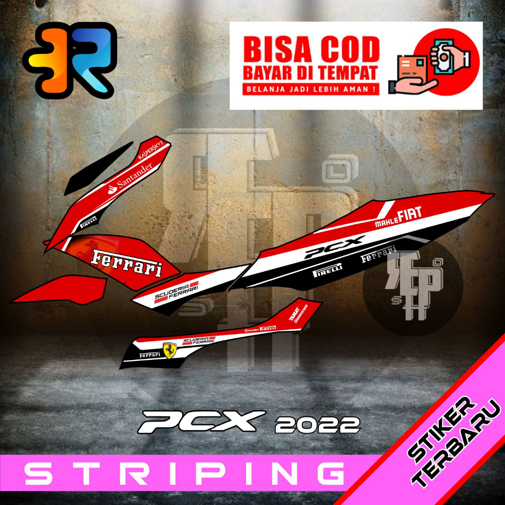 Striping PCX 2022 Variasi Desain Ferrari Stiker