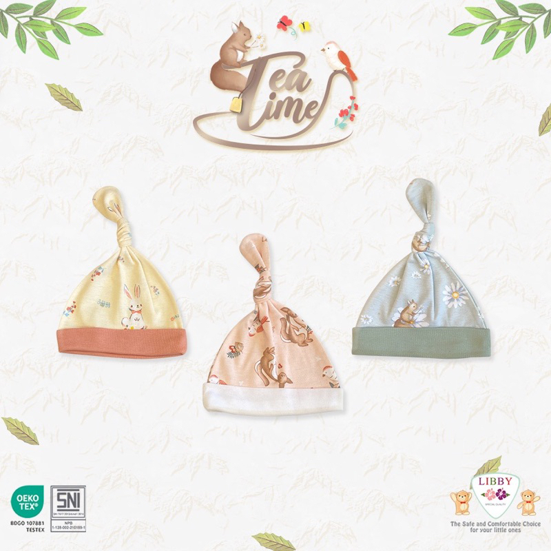 LIBBY Topi Tali Motif / topi bayi / topi kuncung bayi