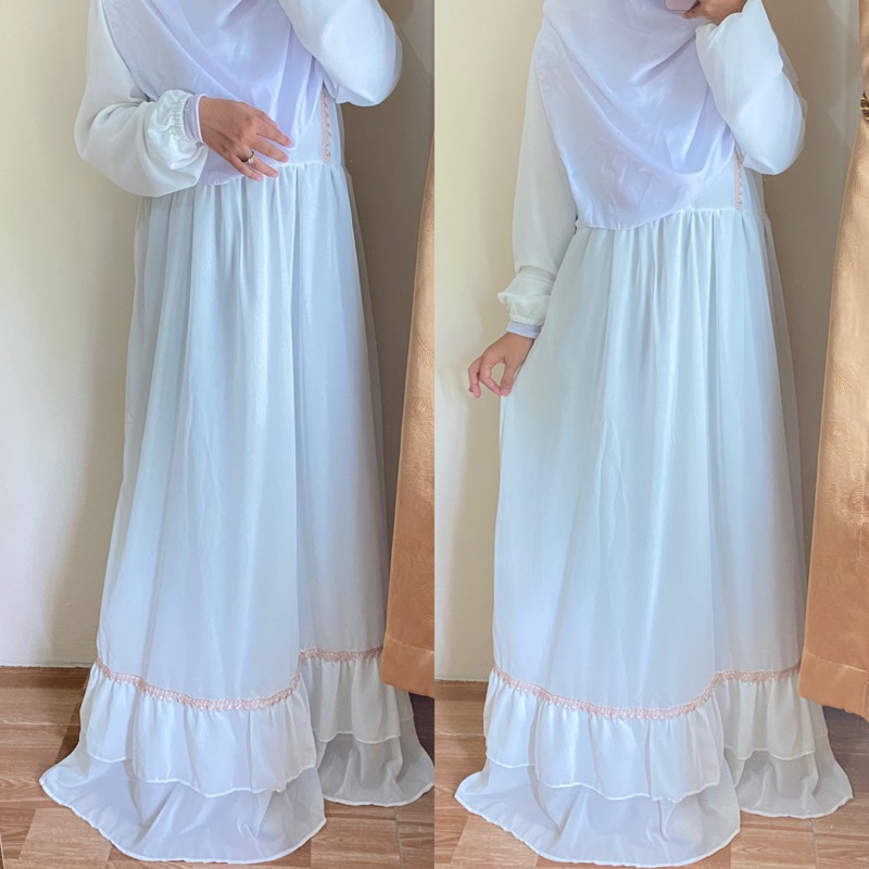 Gamis Putih Renda Ceruty Babydoll
