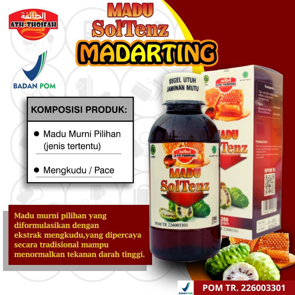 Madu Darah tinggi MADARTING SOLTENZ original Madu Penurun Tensi 280 gr