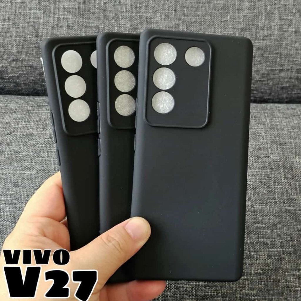SoftCase Macaron BLACK Vivo V27E/V23E/V25 5G/V25E/V25/V25 Pro/V27 TPU Hitam Protect Camera