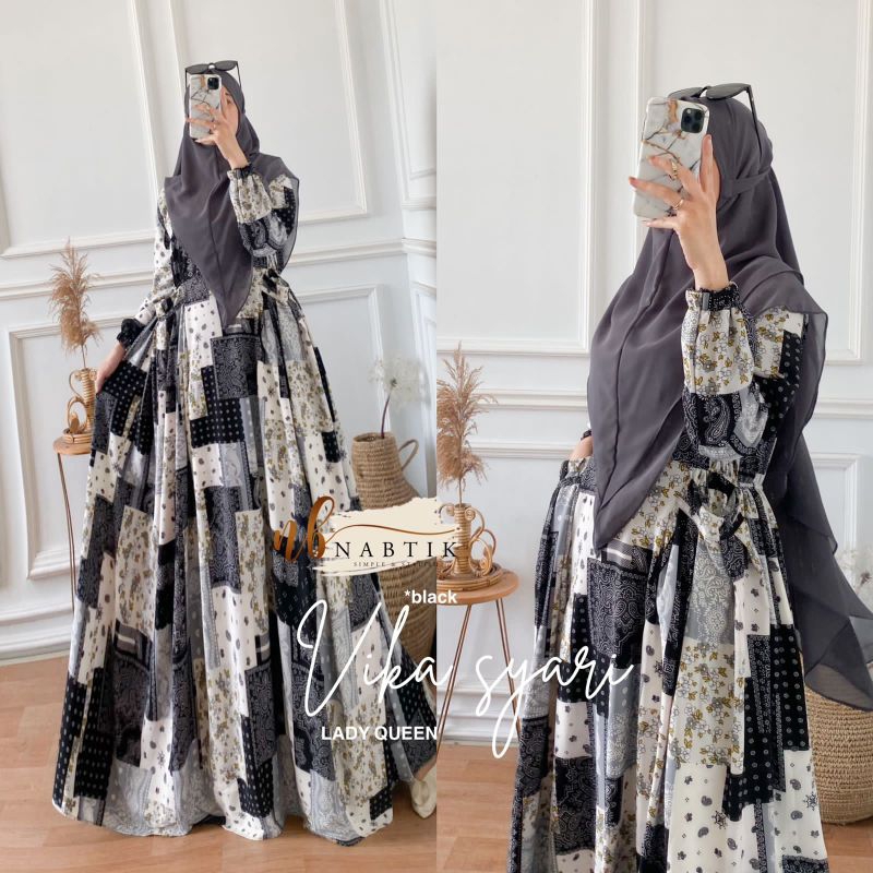 Baju Wanita Terbaru Set Gamis Sarah Syari#3 dan Vika Syar'i 100% Original Berlabel Nabtik