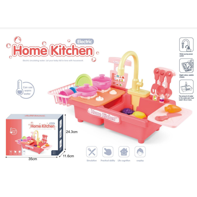 Mainan Anak Perempuan Kitchen Sink Wastafel Mainan Cuci Piring Anak Elektrik Bisa Keluar Air