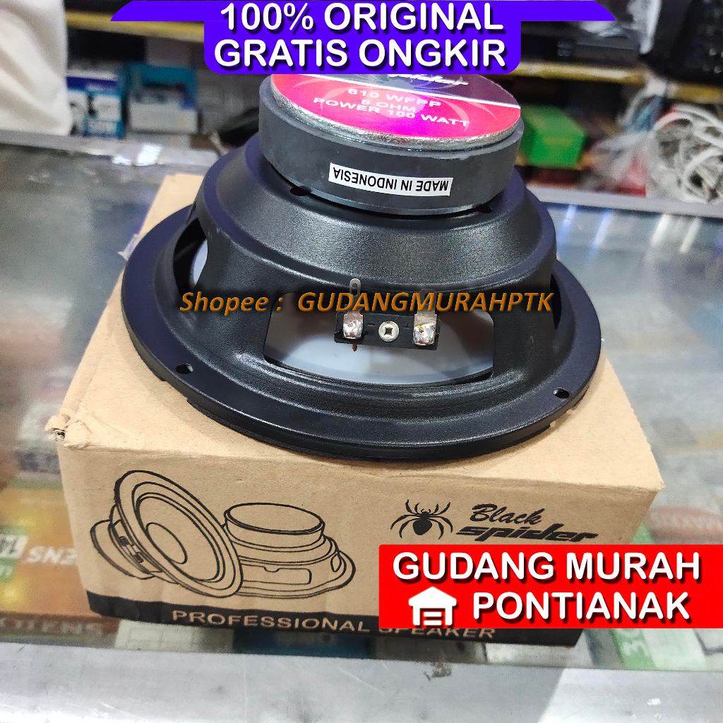 Speaker Blackspider 6&quot; 100 Watt 610 WFPP Black Spider 610WFPP Ori 6 Inch 100W 100watt Woofer Bass Kualitas ATAS