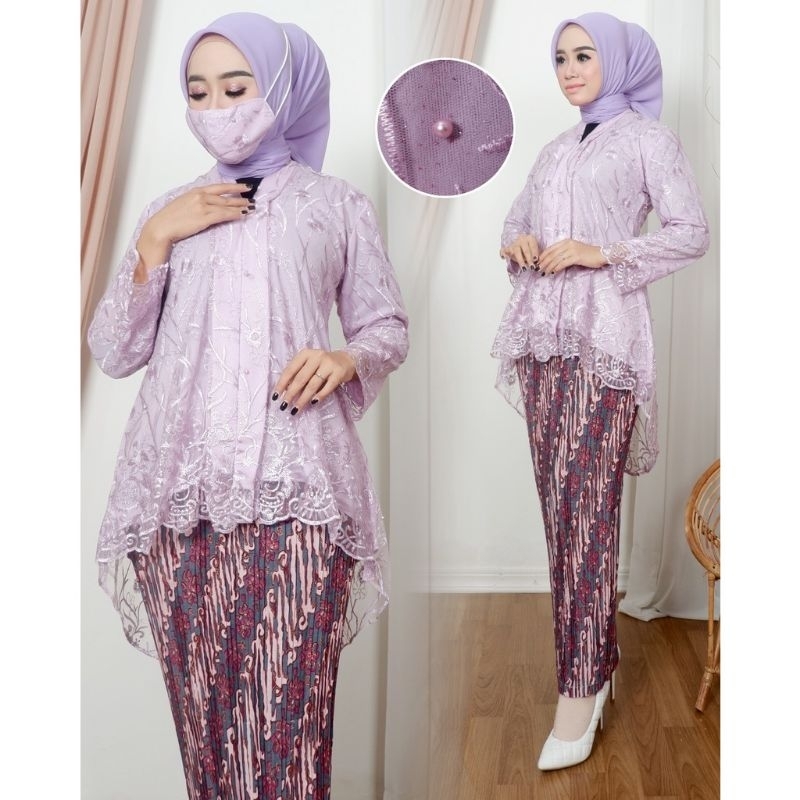 Melia Kebaya - Setelan Kebaya Floy Tunik Tulle / Kebaya Busui Modern / Kebaya Kartini / Kebaya Wisuda