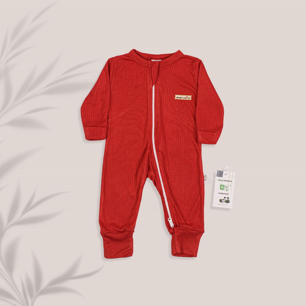 [TOMS] [0-3bln] CHIYO BABY (1pcs) Jumper Panjang Zipper Sleepsuit 2in1 BAMBOO FIBER