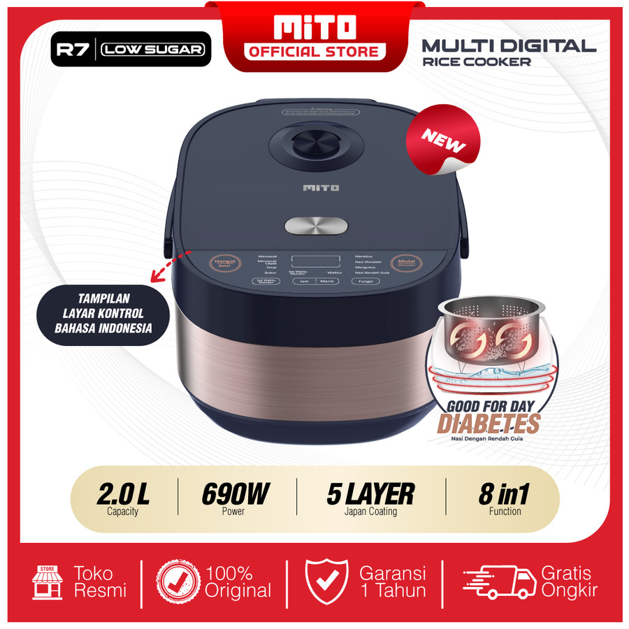 Mito R7 Digital Rice Cooker 2L Low Sugar 8in1 Magic Com 2 Liter