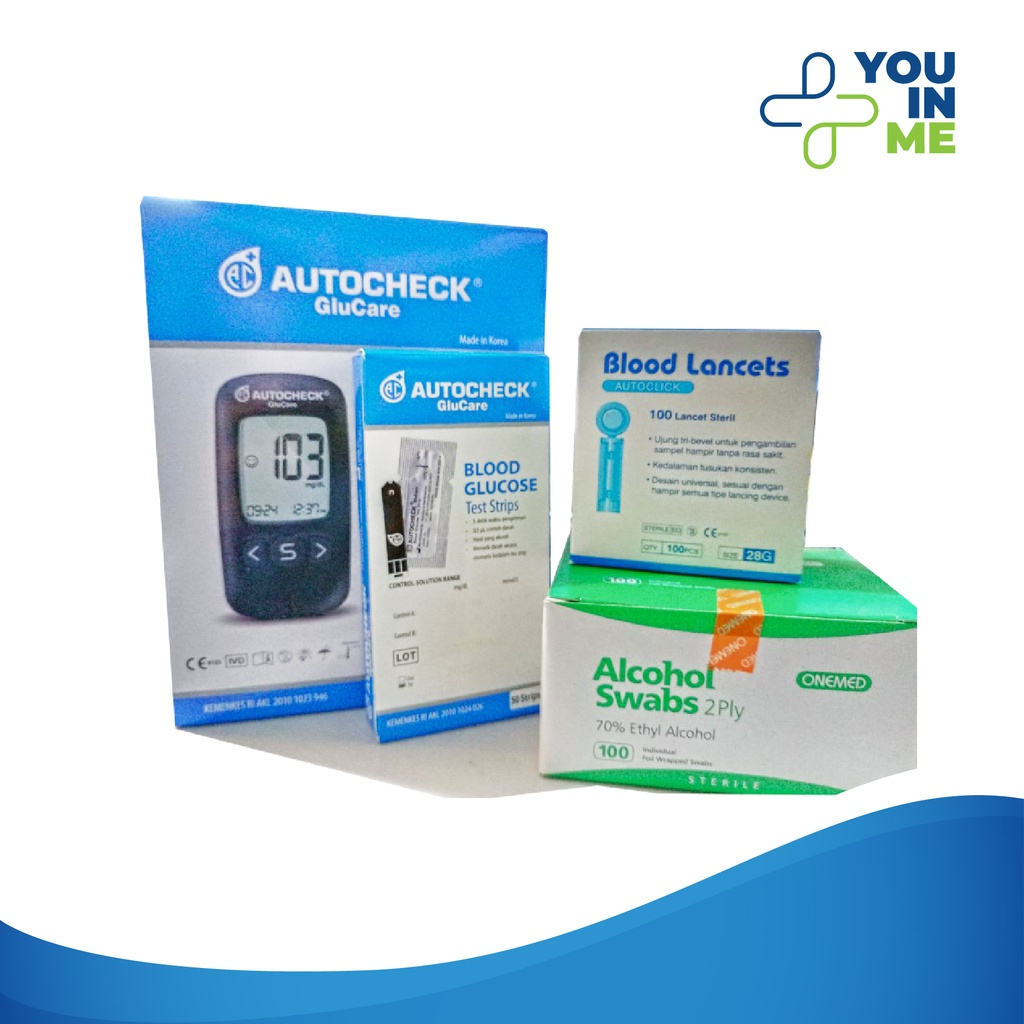 AUTOCHECK - PAKET Alat+Strip Autocheck Glucare | Alat Cek Gula Darah