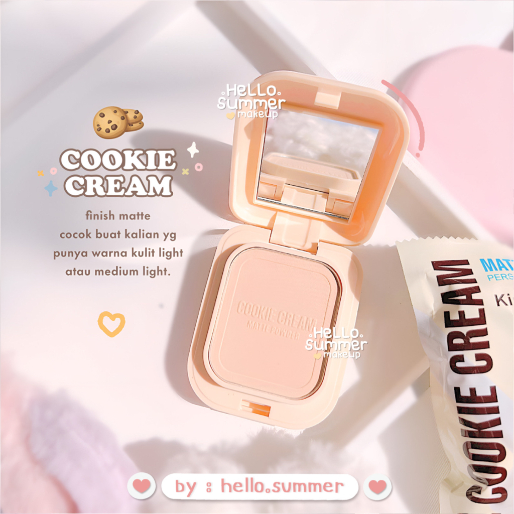 Cookie &amp; Milk Bedak Padat Two Way Cake Compact Powder with PUFF Matte Silky Finish Smooth Oil Control