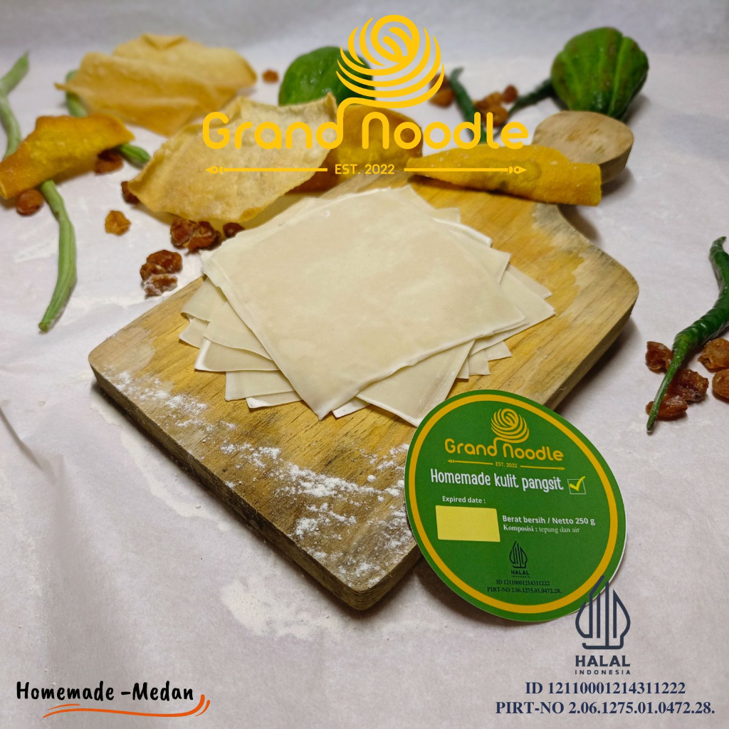 

GRAND NOODLE KULIT PANGSIT FROZEN FOOD ISI 250GR , HOME MADE KULIT PANGSIT TANPA PEWARNA DAN PENGAWET DENGAN BAHAN BERKUALITAS