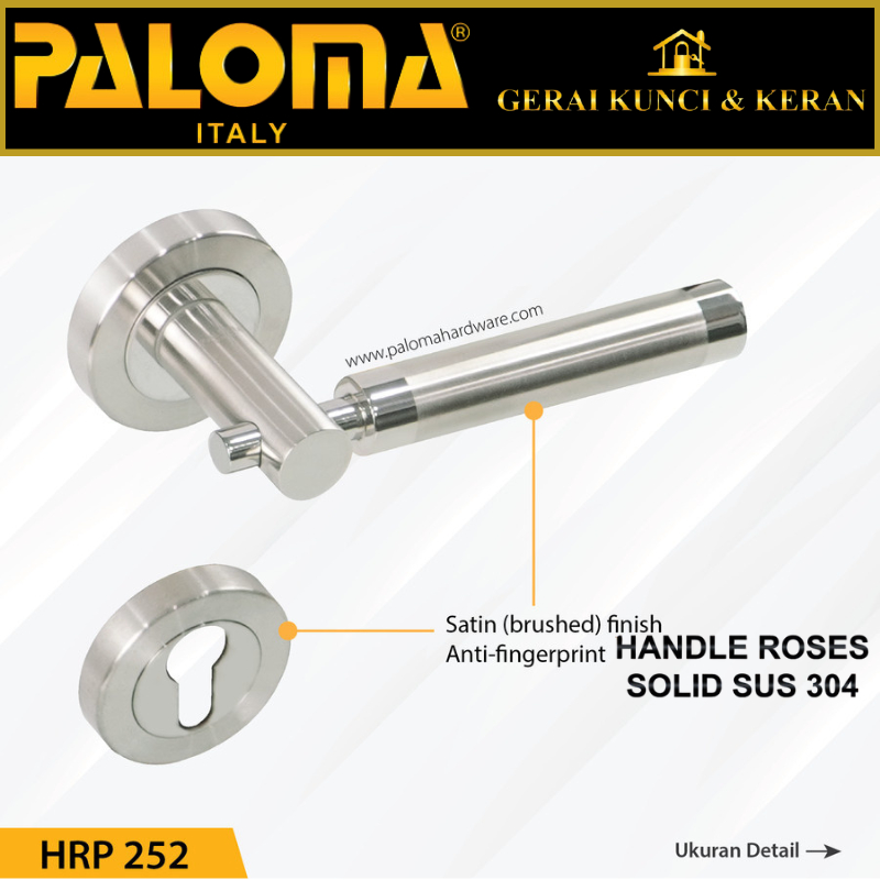 Handle Pintu Roses PALOMA HRP 252 LHS MOSCA STAINLESS STEEL