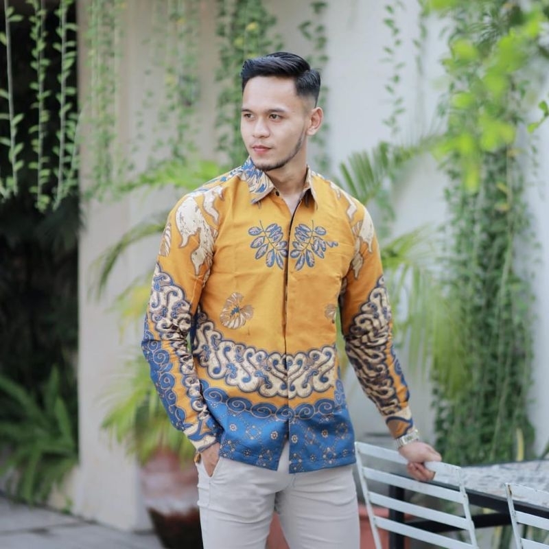 JAGAD KUNING KEMEJA BATIK / BAJU BATIK LENGAN PANJANG KAIN HALUS MURAH LAPIS FURING