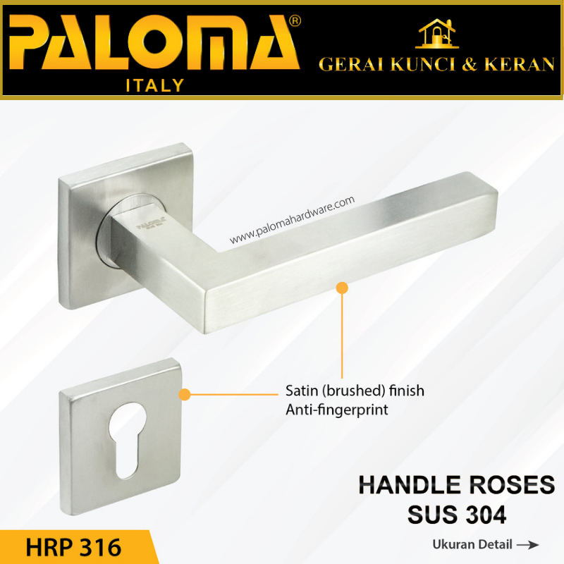 Handle Pintu Roses PALOMA HRP 316 LHT CALVO SQ STAINLESS STEEL