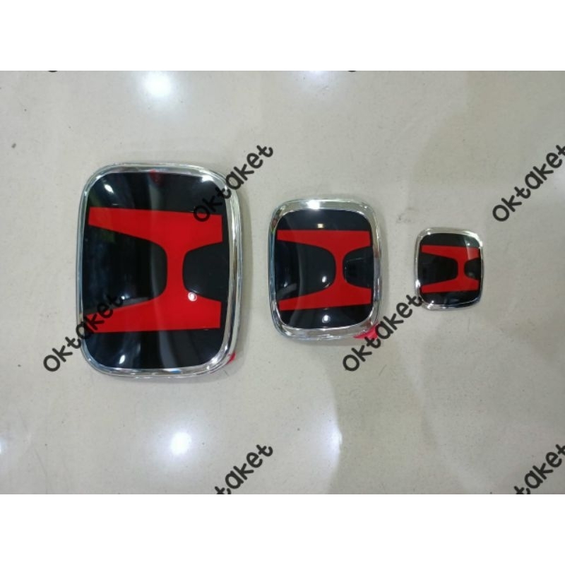 Emblem logo Honda Depan Belakang Stir Freed 2009 2011 2012 2014 up hitam merah Chrome hitam ORI