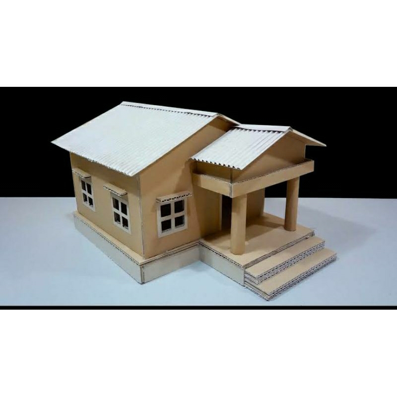 

prakarya rumah kardus, kerajinan barang bekas kardus