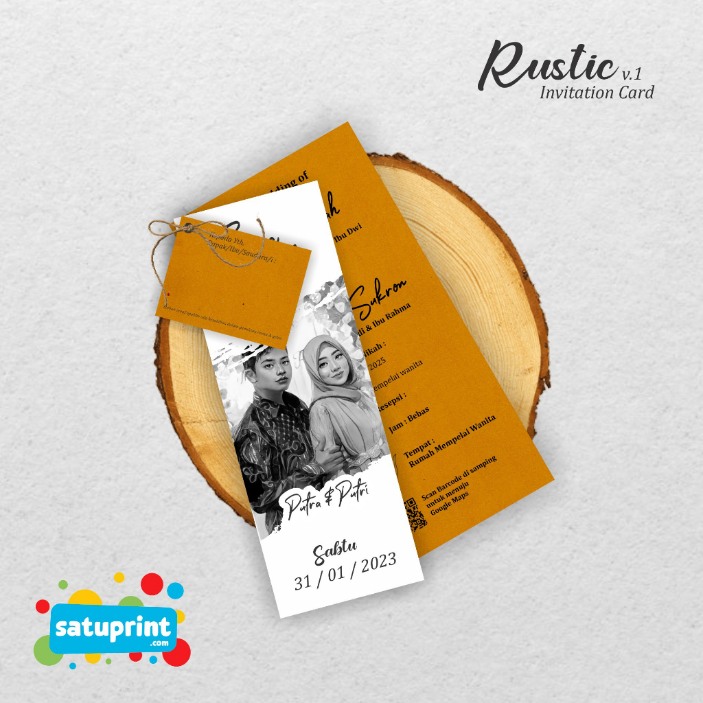 UNDANGAN PERNIKAHAN RUSTIC TALI SIMPLE MURAH | UNDANGAN HANGTAG  - RUSTIC TALI INVITATION V.1