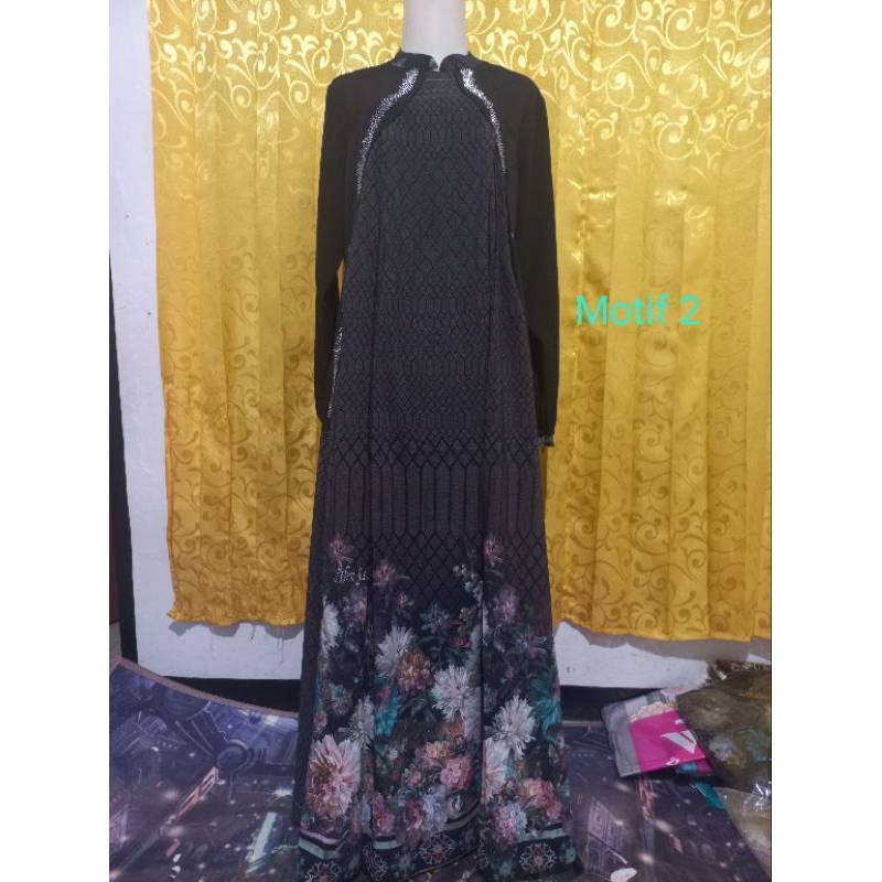 [Tanpa Hijab].Gamis Nazwa Abaya Digital printing motif.