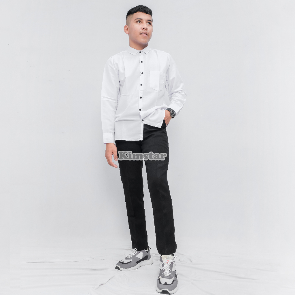 KIMSTAR - Celana Kerja Kantor Formal Bahan Dasar Pria Slimfit Hitam - 27-38