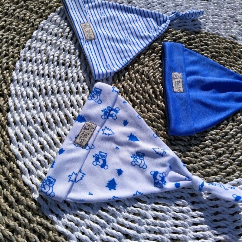 3 PCS Topi Bayi Newborn Kupluk Bayi Seri Biru Ciput Penutup Pelindung Kepala Bayi Talitababy