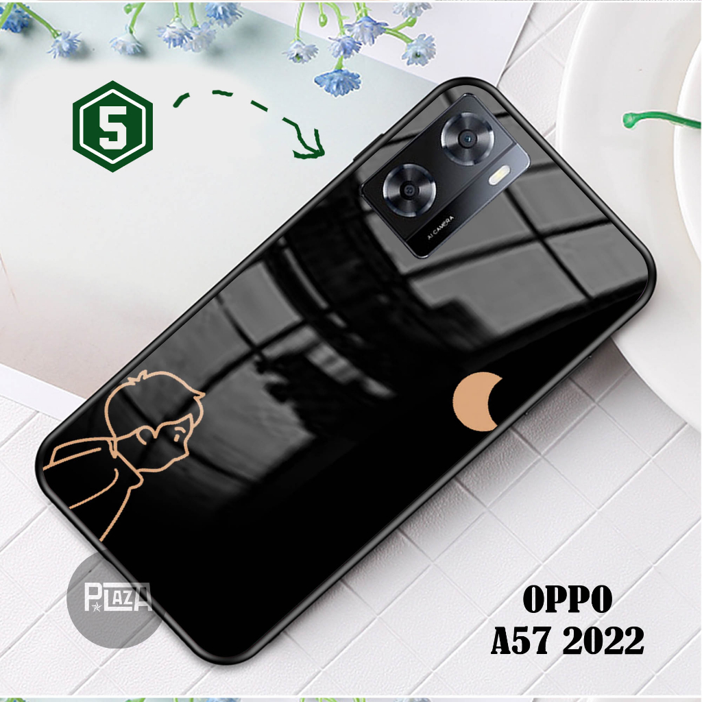 Softcase Glass Kaca COUPLE [K119] OPPO A57 2022 Casing Handphone-Pelindung Handphone