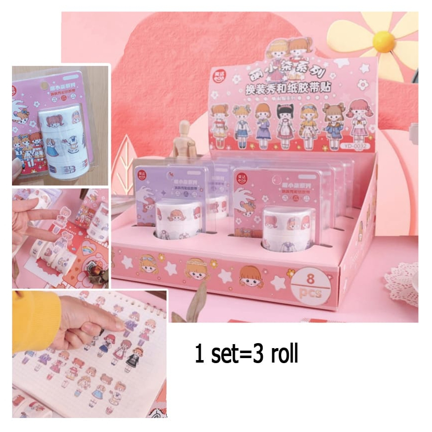 

Stiker Deco DIY Import Korea MOMO Roll 1 set/ Stiker tumblr viral lucu estetik 2D