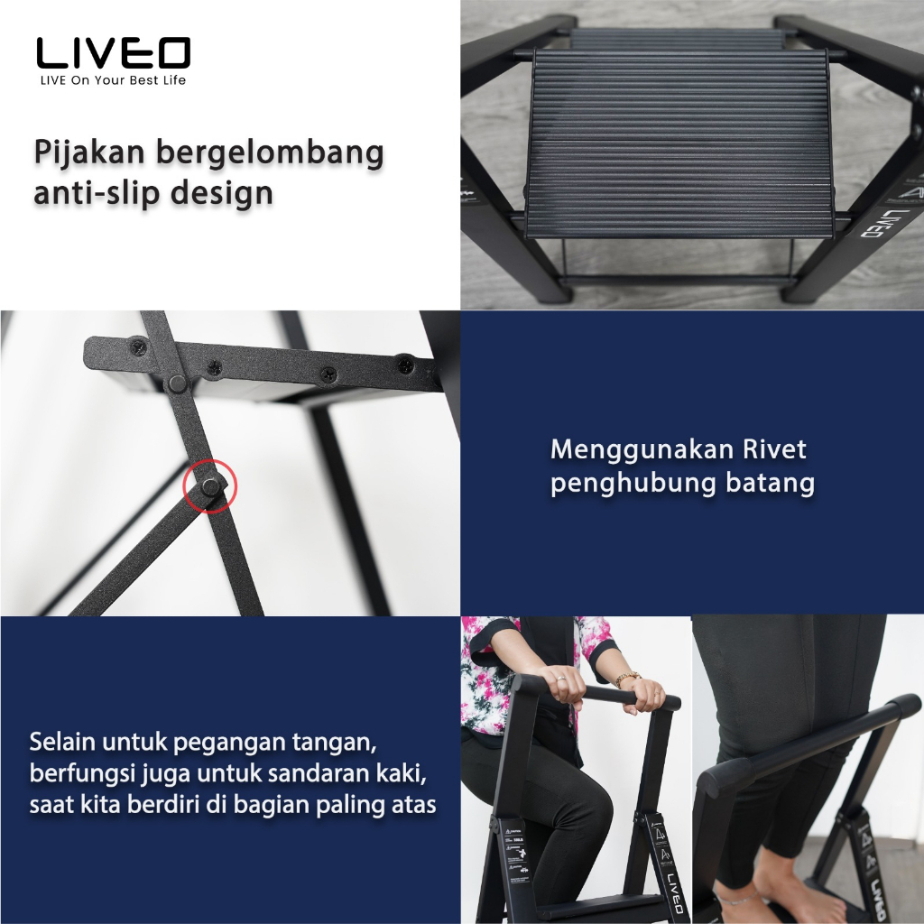 Tangga Rumahan Lipat Alumunium LIVEO LV-184 / Ladder 4 Step