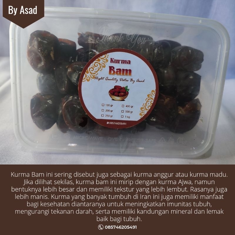 

Kurma Bam Barari Kemasan 400 gr lembut dan enak