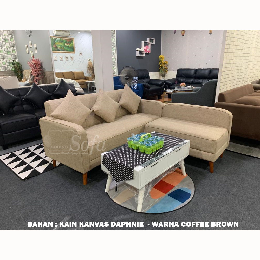 Sofa Kekinian / Sofa Murah / Sofa Modern / Sofa Minimalis L Moniv 17 + Meja Retro Blotic - Laci 2 Mo